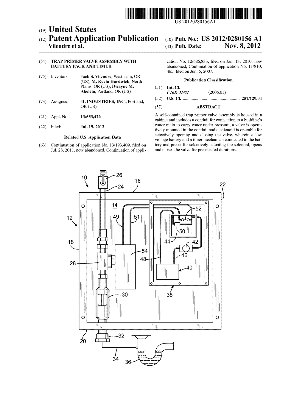 TRAP PRIMER VALVE ASSEMBLY WITH BATTERY PACK AND TIMER - diagram, schematic, and image 01