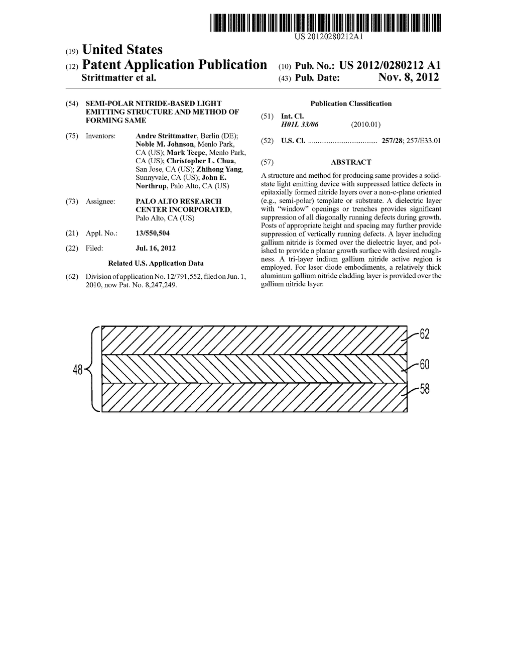 Semi-Polar Nitride-Based Light Emitting Structure and Method of Forming     Same - diagram, schematic, and image 01