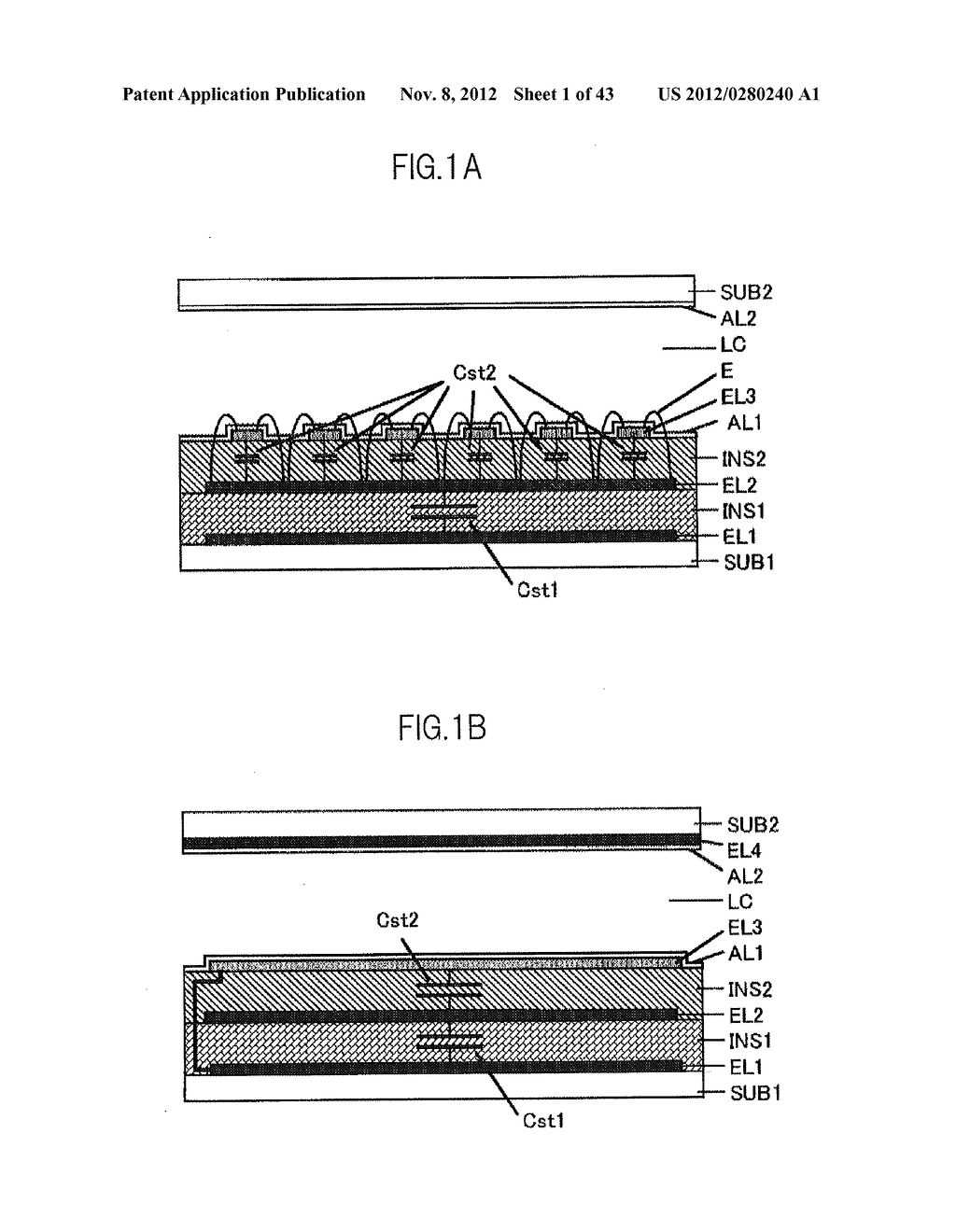 LIQUID CRYSTAL DISPLAY DEVICE HAVING FIRST, SECOND, AND THIRD TRANSPARENT     ELECTRODES WHEREIN A SECOND REGION OF THE SECOND ELECTRODE PROTRUDES FROM     A FIRST REGION - diagram, schematic, and image 02