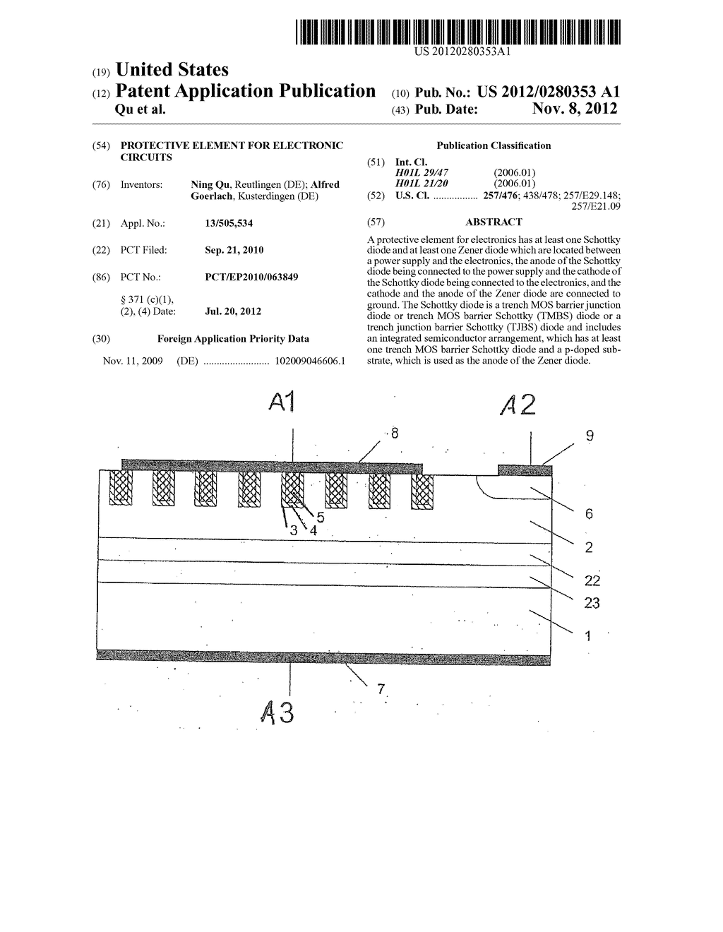 PROTECTIVE ELEMENT FOR ELECTRONIC CIRCUITS - diagram, schematic, and image 01