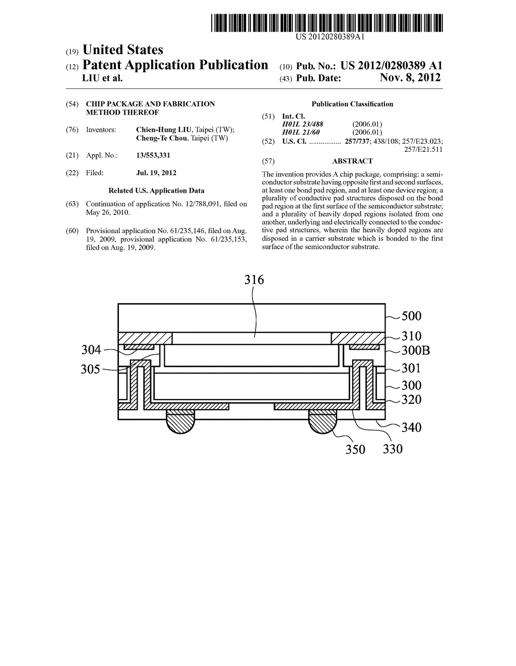 CHIP PACKAGE AND FABRICATION METHOD THEREOF - diagram, schematic, and image 01