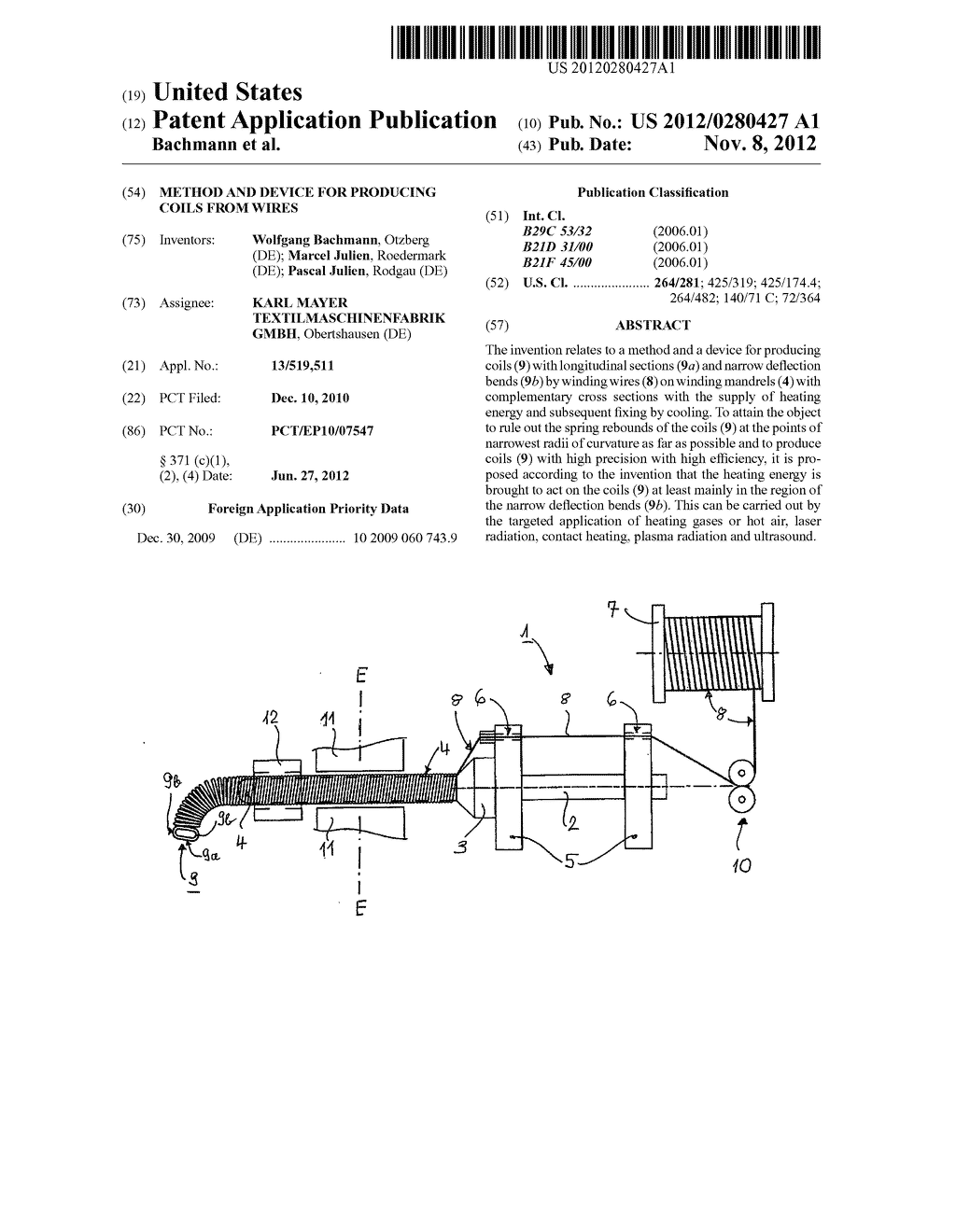 METHOD AND DEVICE FOR PRODUCING COILS FROM WIRES - diagram, schematic, and image 01