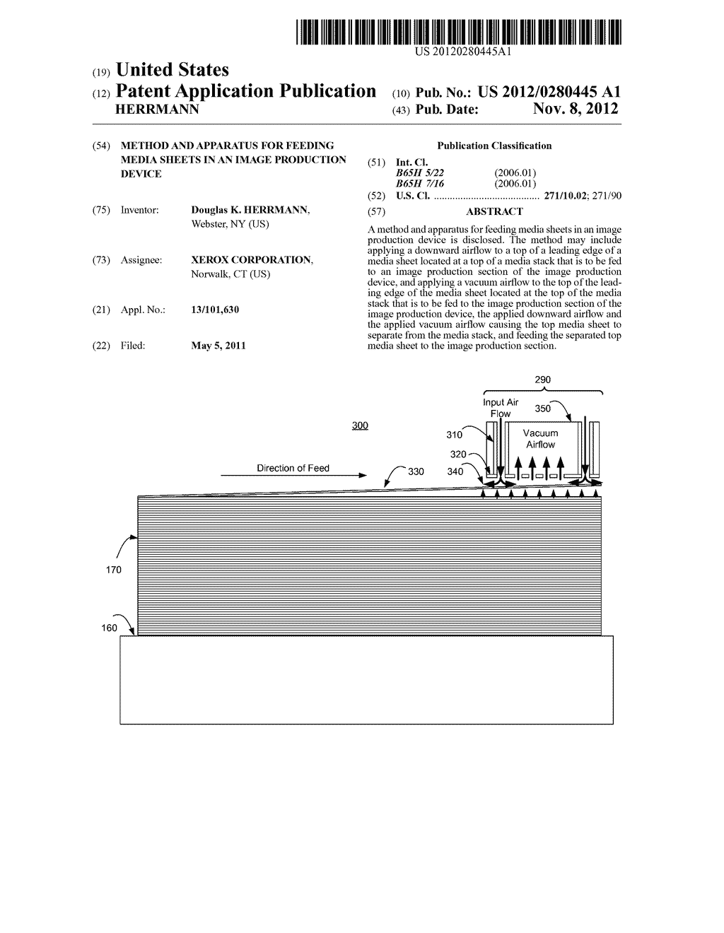 METHOD AND APPARATUS FOR FEEDING MEDIA SHEETS IN AN IMAGE PRODUCTION     DEVICE - diagram, schematic, and image 01