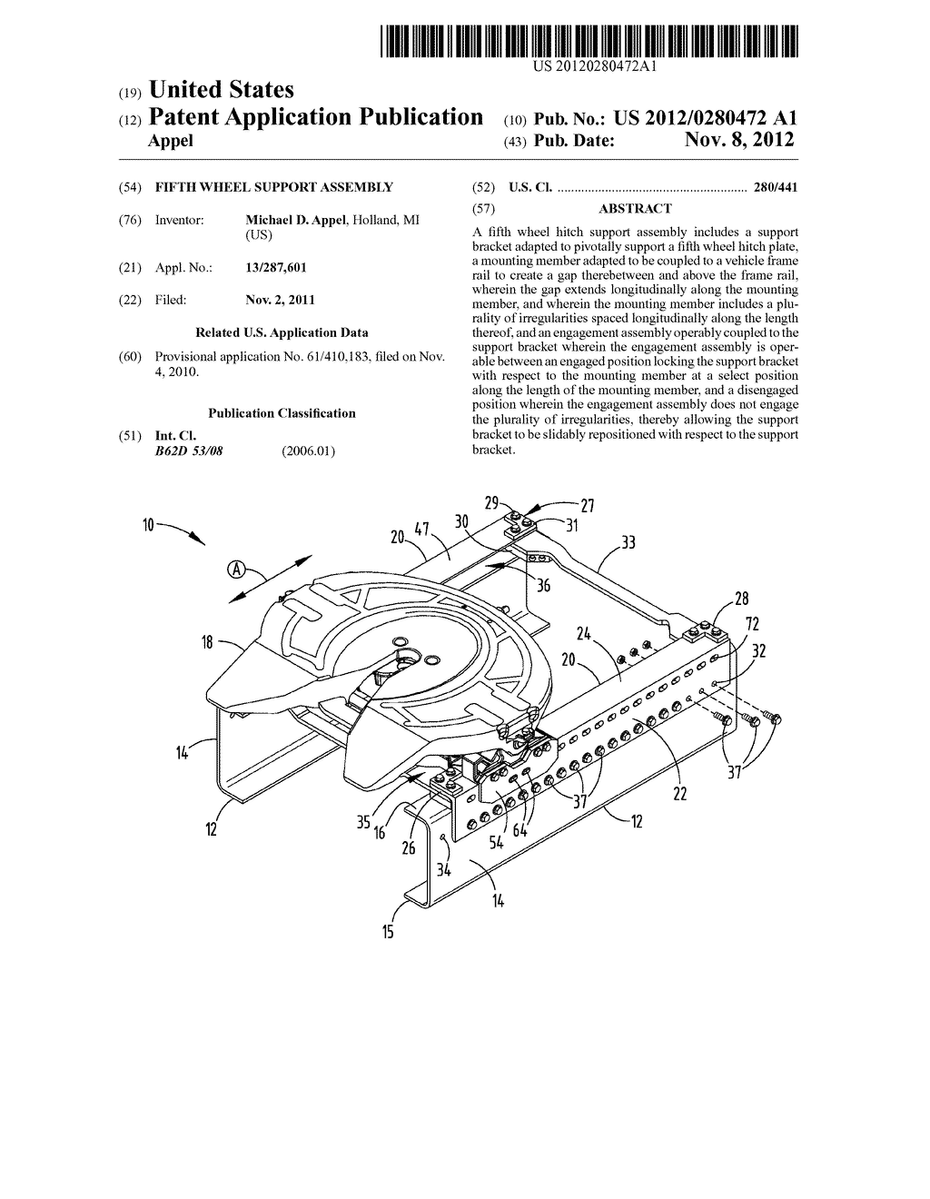 FIFTH WHEEL SUPPORT ASSEMBLY - diagram, schematic, and image 01