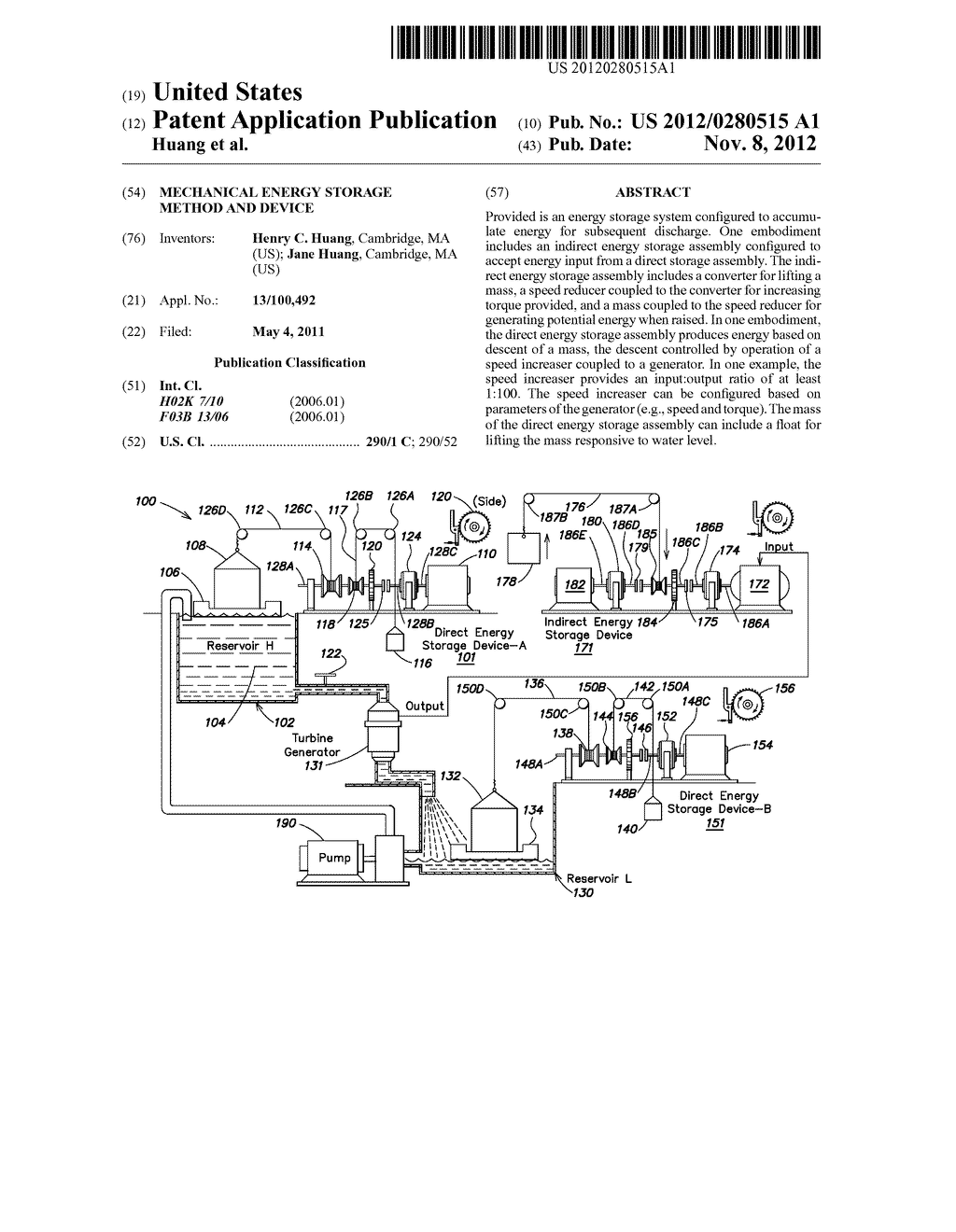 MECHANICAL ENERGY STORAGE METHOD AND DEVICE - diagram, schematic, and image 01