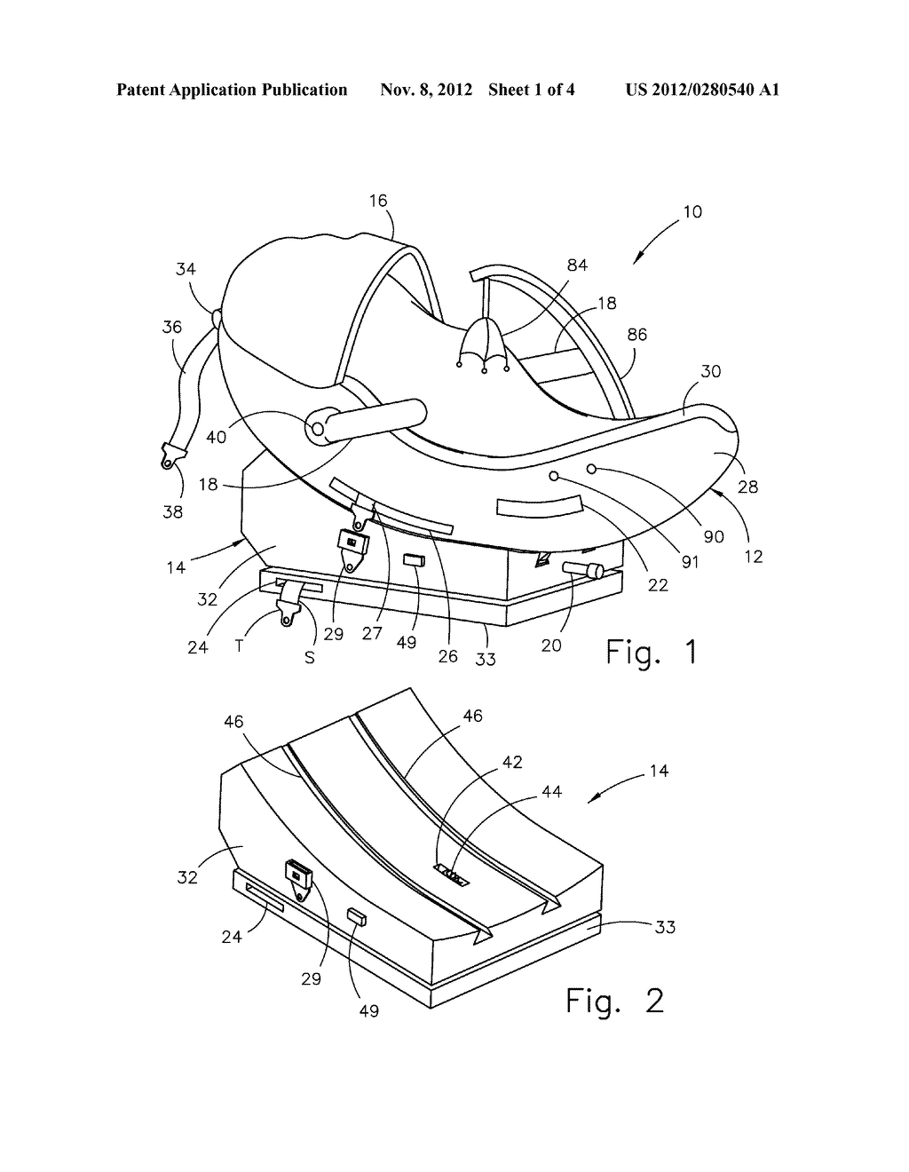 Reclining baby car carrier - diagram, schematic, and image 02