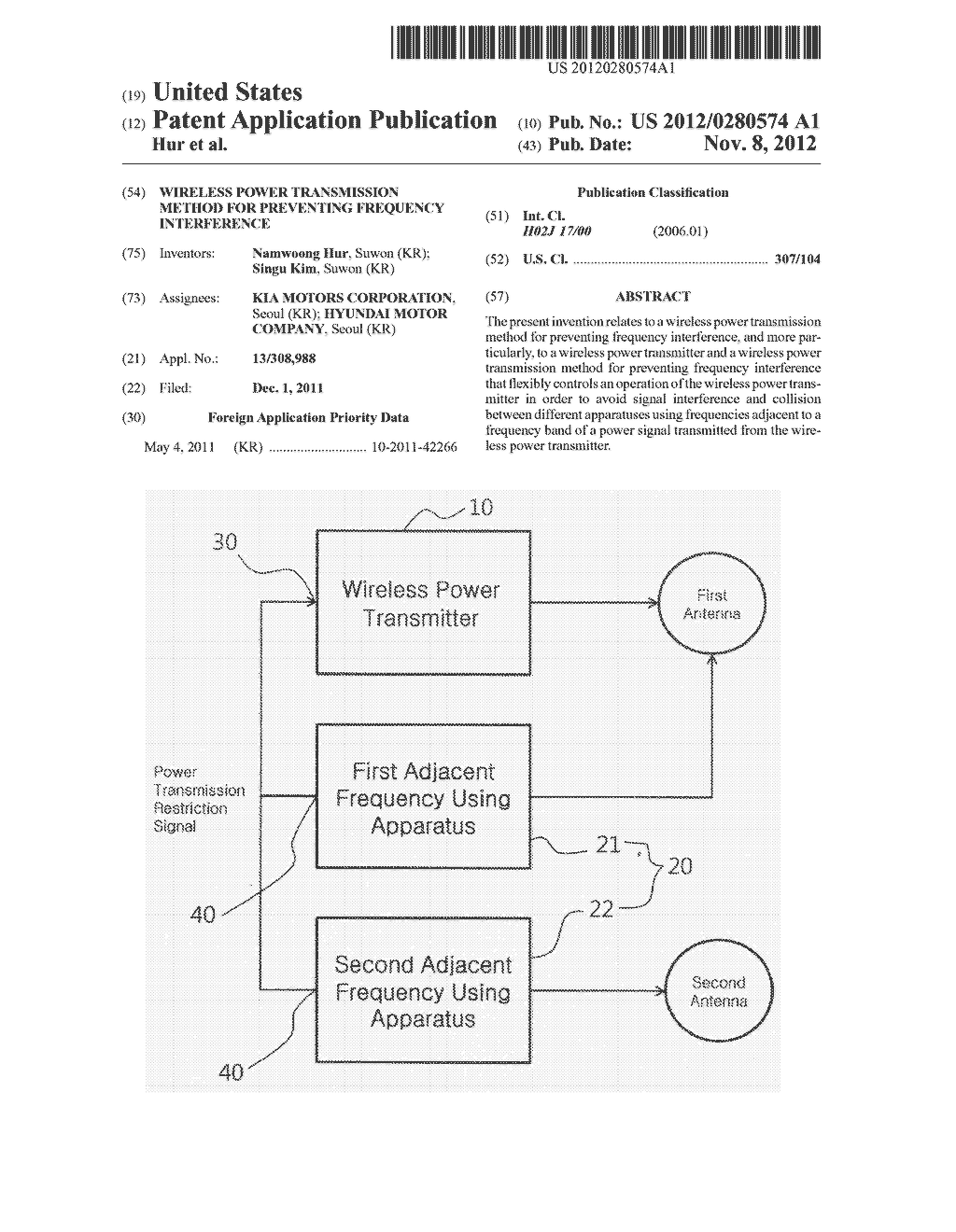 WIRELESS POWER TRANSMISSION METHOD FOR PREVENTING FREQUENCY INTERFERENCE - diagram, schematic, and image 01