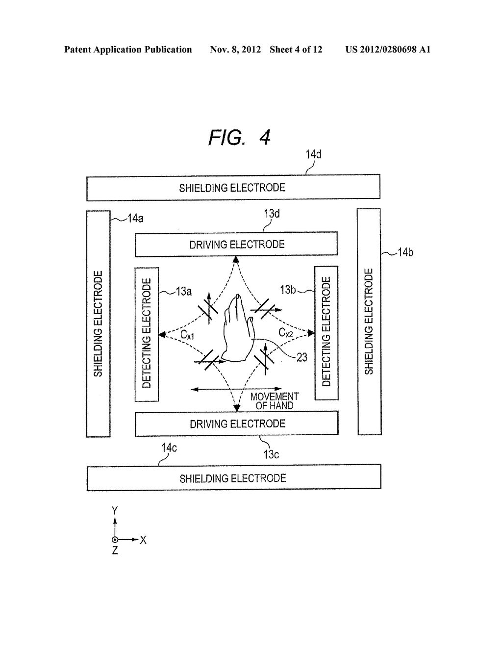 CAPACITANCE-TYPE PROXIMITY SENSOR DEVICE AND ELECTRONIC APPARATUS USING     THE SAME - diagram, schematic, and image 05