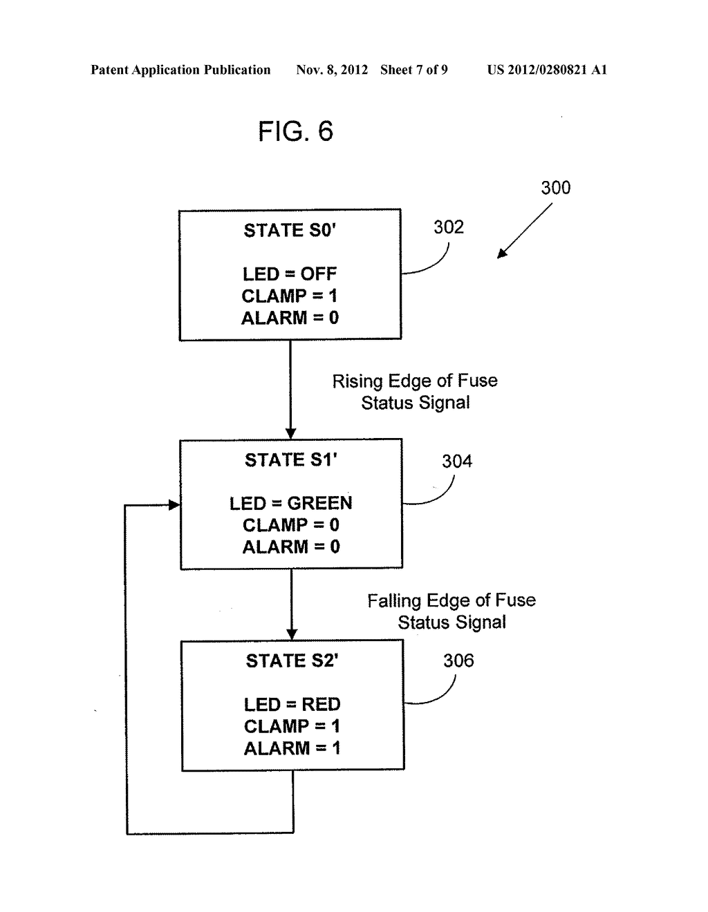 FUSE AND BREAKER ALARM DEVICE AND METHOD USING A FINITE STATE MACHINE - diagram, schematic, and image 08