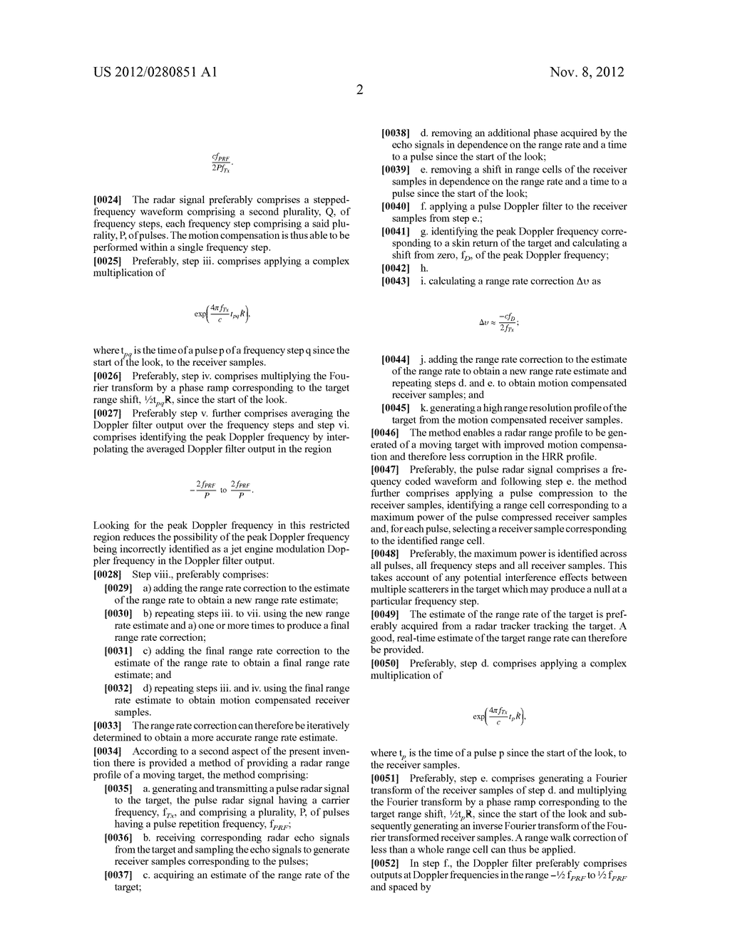 PULSE RADAR RANGE PROFILE MOTION COMPENSATION - diagram, schematic, and image 08