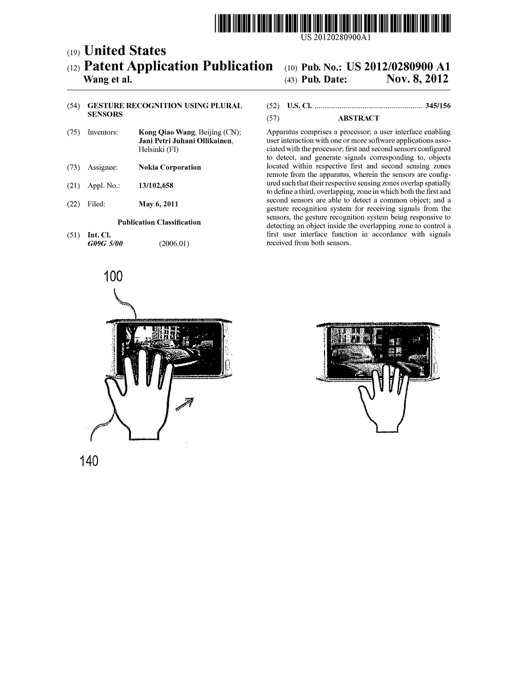 GESTURE RECOGNITION USING PLURAL SENSORS - diagram, schematic, and image 01