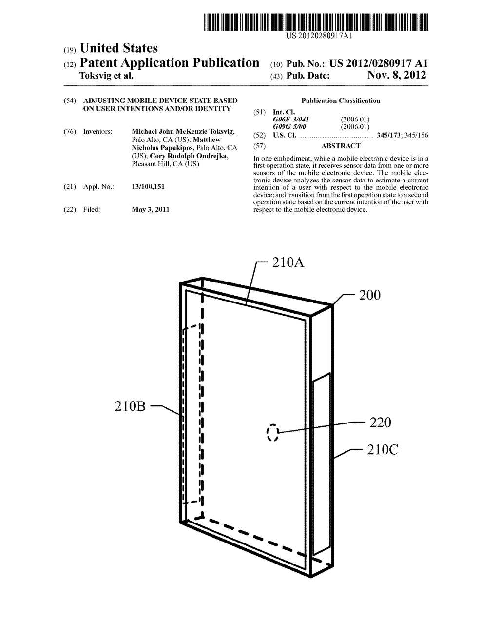 Adjusting Mobile Device State Based on User Intentions and/or Identity - diagram, schematic, and image 01