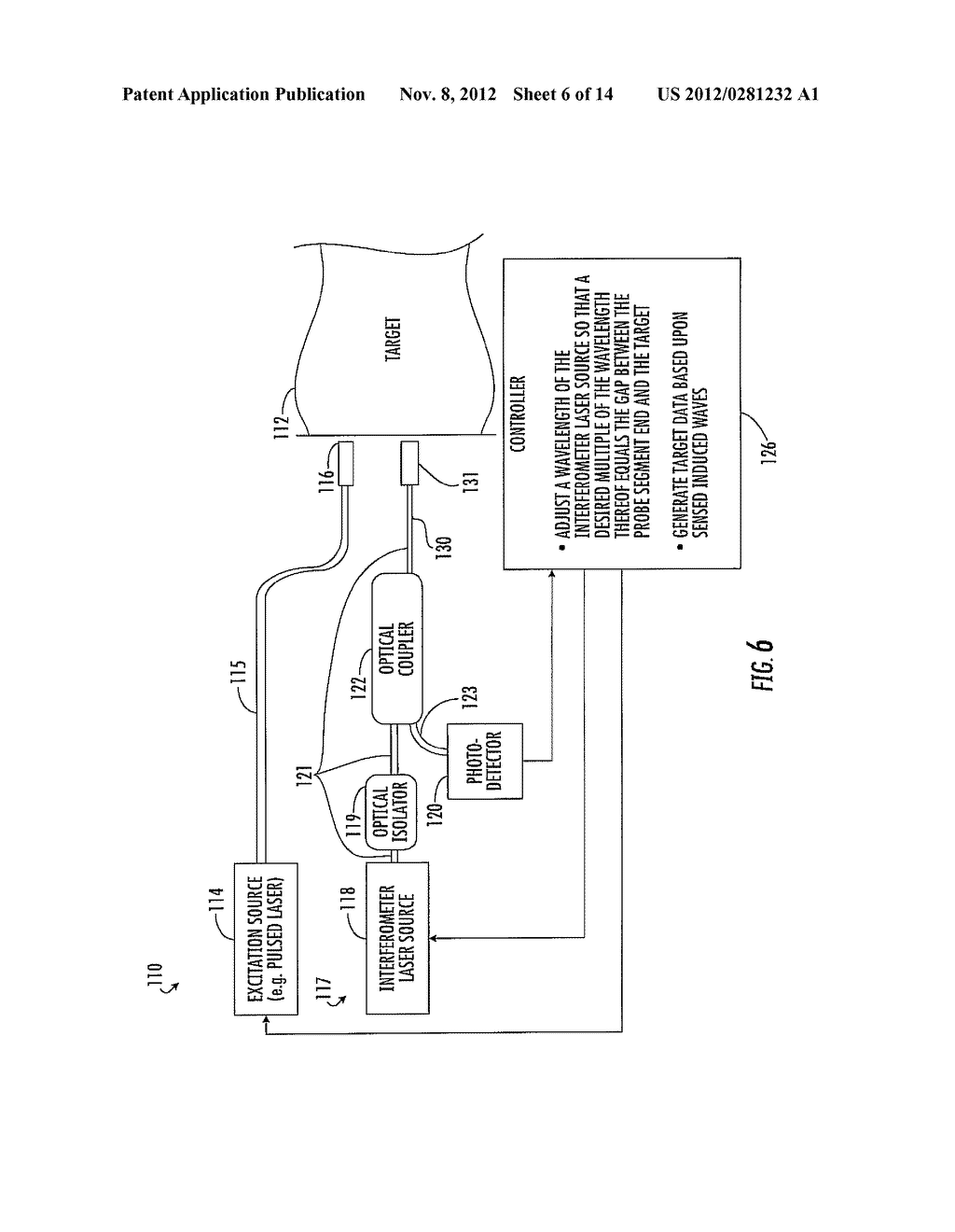 INTERFEROMETRIC MATERIAL SENSING APPARATUS INCLUDING ADJUSTABLE REFERENCE     ARM AND ASSOCIATED METHODS - diagram, schematic, and image 07