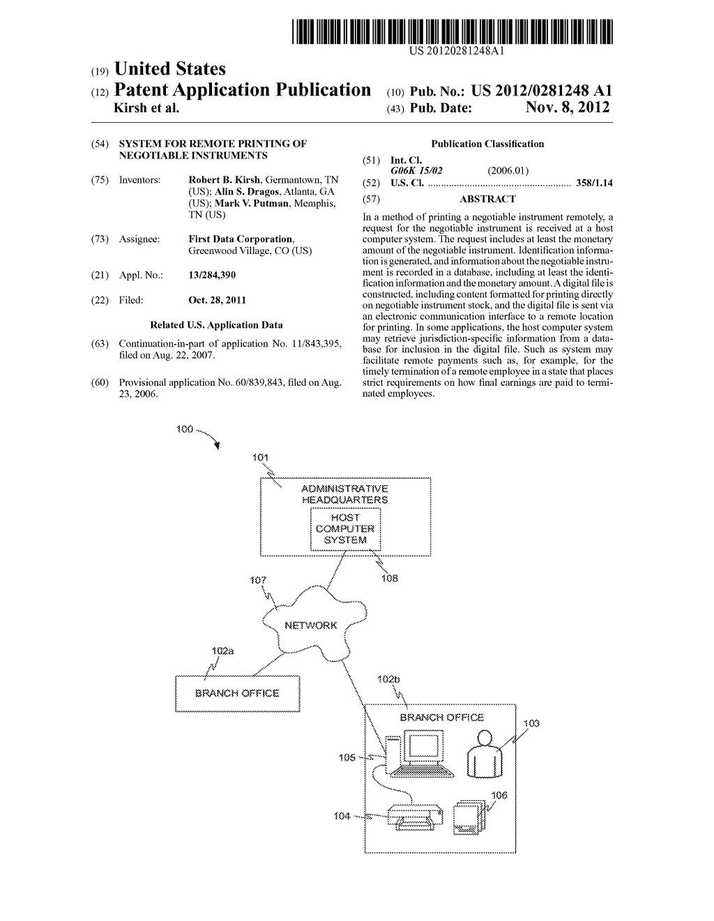 SYSTEM FOR REMOTE PRINTING OF NEGOTIABLE INSTRUMENTS - diagram, schematic, and image 01