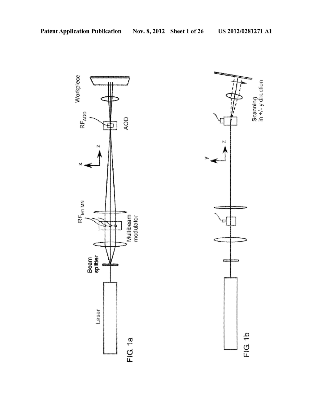 Method and Device Scanning a Two-Dimensional Brush Through an     Acousto-Optic Deflector (AOD) Having an Extended Field in a Scanning     Direction - diagram, schematic, and image 02