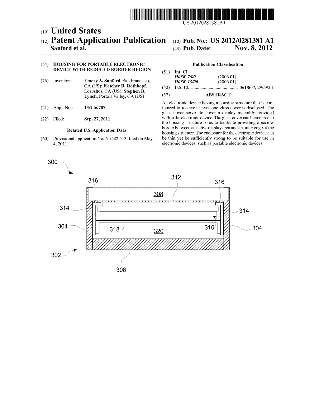 Housing for Portable Electronic Device with Reduced Border Region - diagram, schematic, and image 01