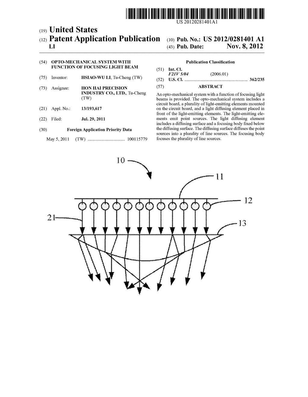 OPTO-MECHANICAL SYSTEM WITH FUNCTION OF FOCUSING LIGHT BEAM - diagram, schematic, and image 01