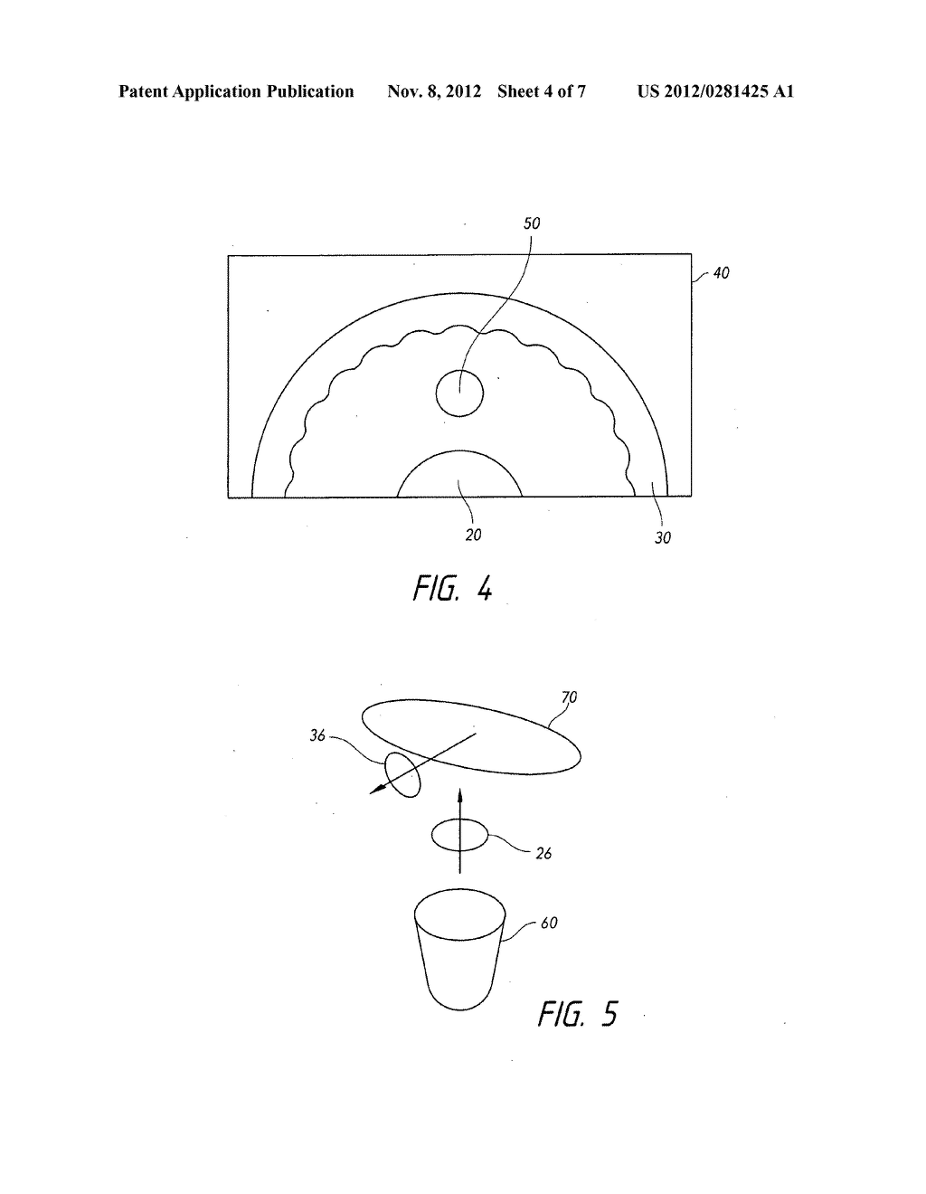 Optic emitting a simulated floating band of light - diagram, schematic, and image 05