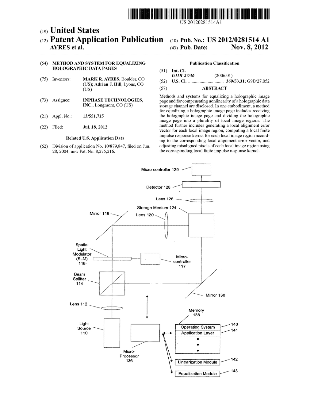 METHOD AND SYSTEM FOR EQUALIZING HOLOGRAPHIC DATA PAGES - diagram, schematic, and image 01