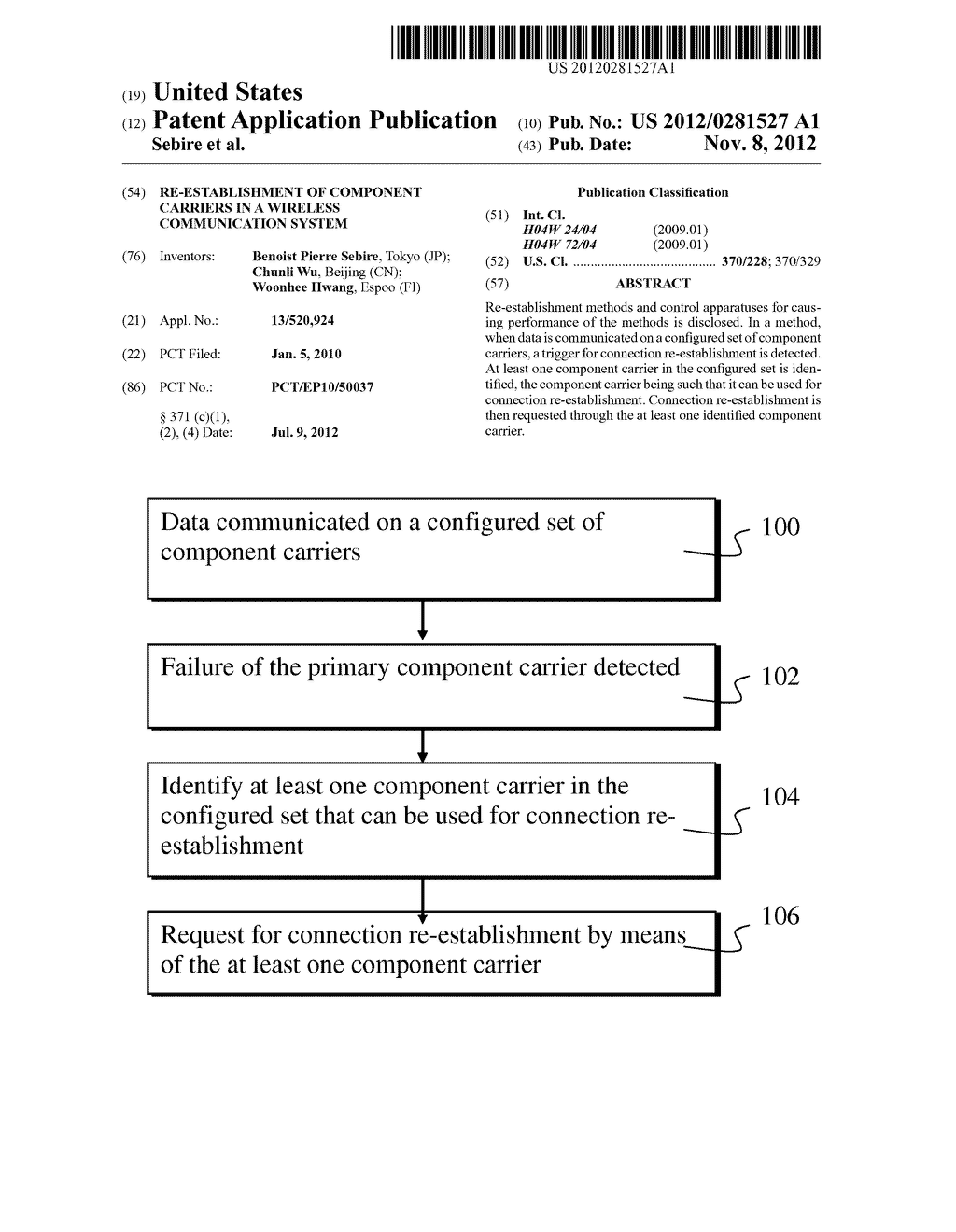 Re-Establishment of Component Carriers in a Wireless Communication System - diagram, schematic, and image 01