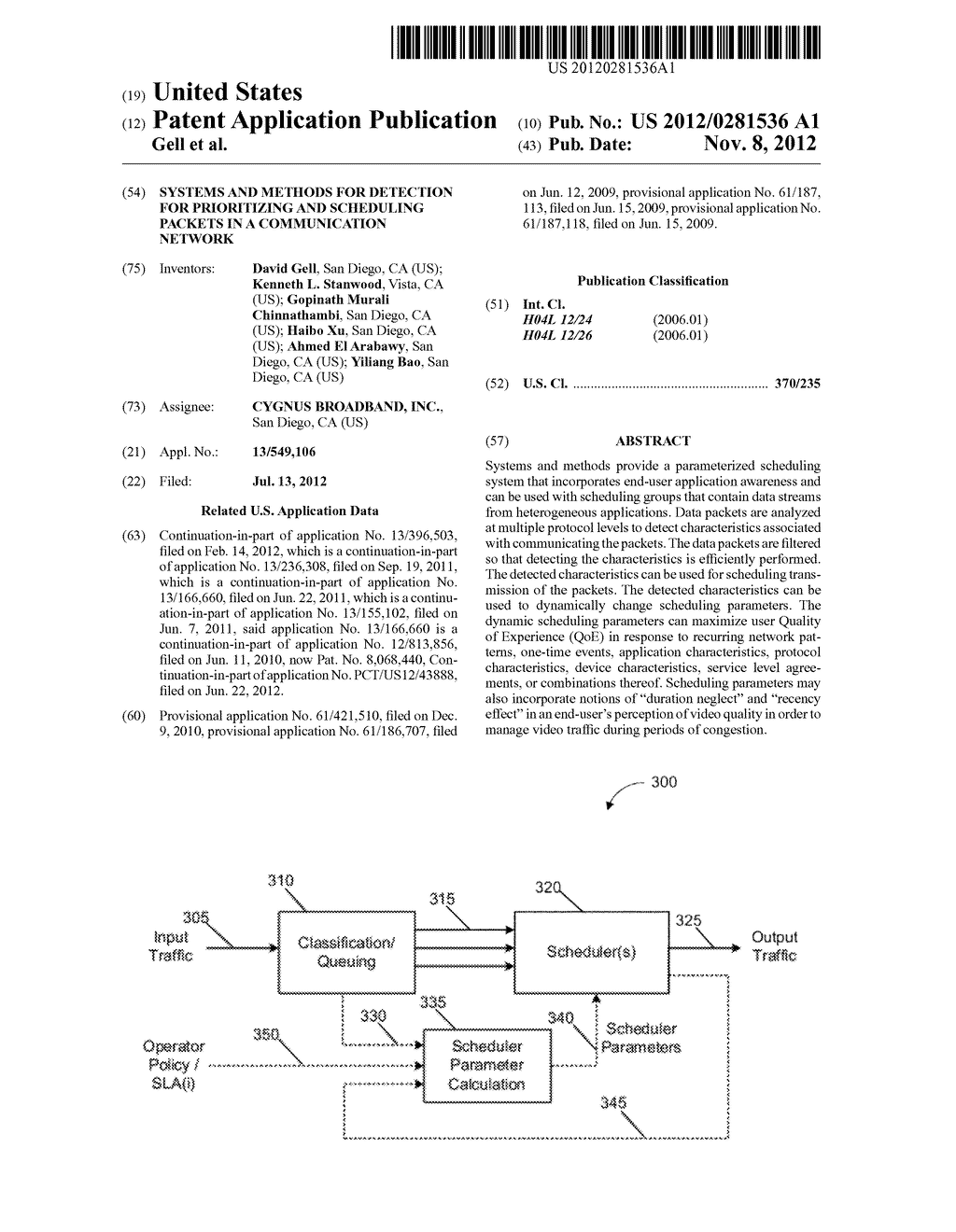 SYSTEMS AND METHODS FOR DETECTION FOR PRIORITIZING AND SCHEDULING PACKETS     IN A COMMUNICATION NETWORK - diagram, schematic, and image 01