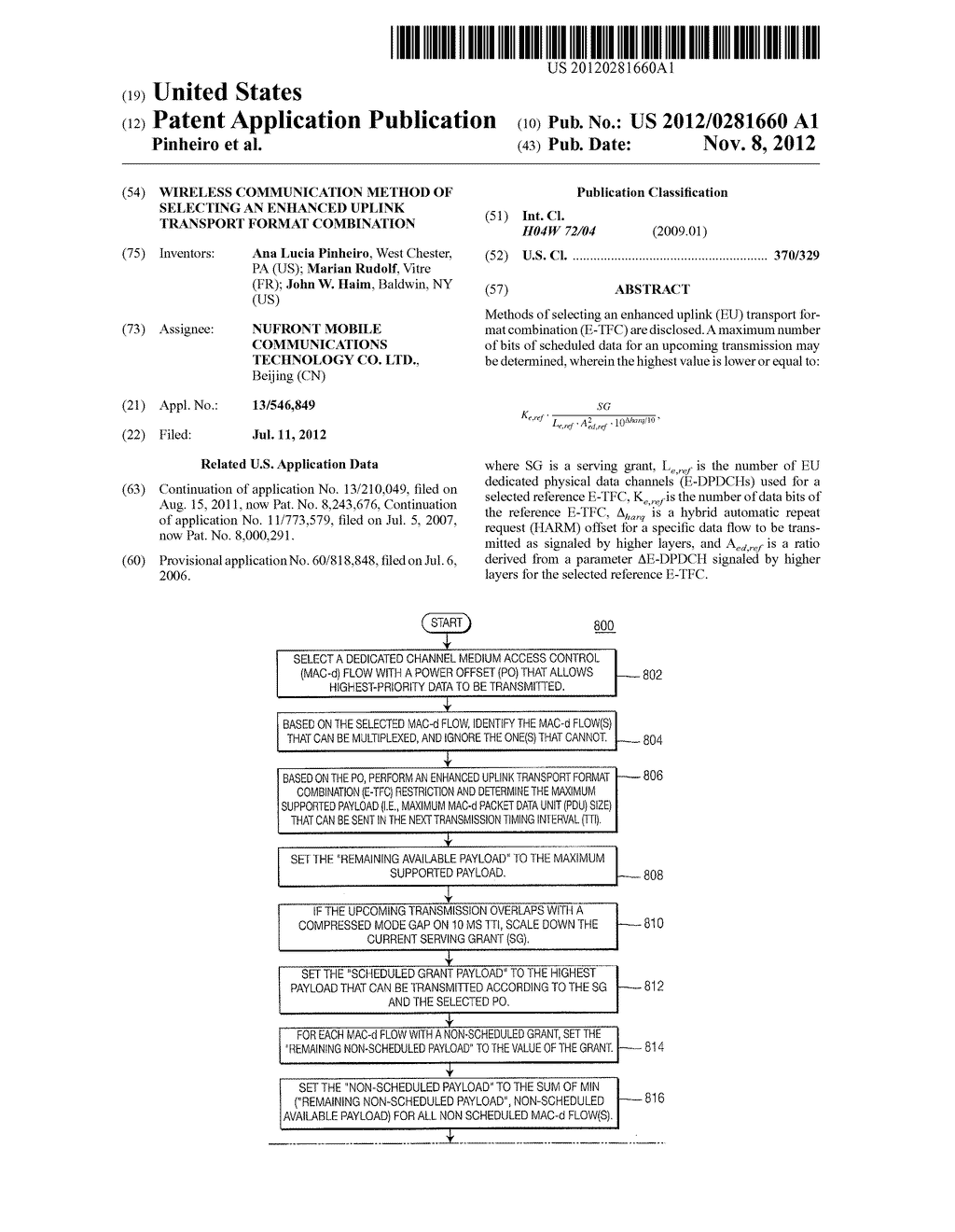 Wireless Communication Method of Selecting an Enhanced Uplink Transport     Format Combination - diagram, schematic, and image 01