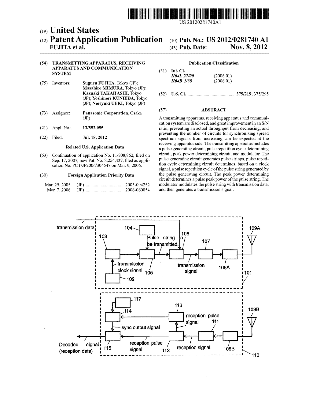 TRANSMITTING APPARATUS, RECEIVING APPARATUS AND COMMUNICATION SYSTEM - diagram, schematic, and image 01