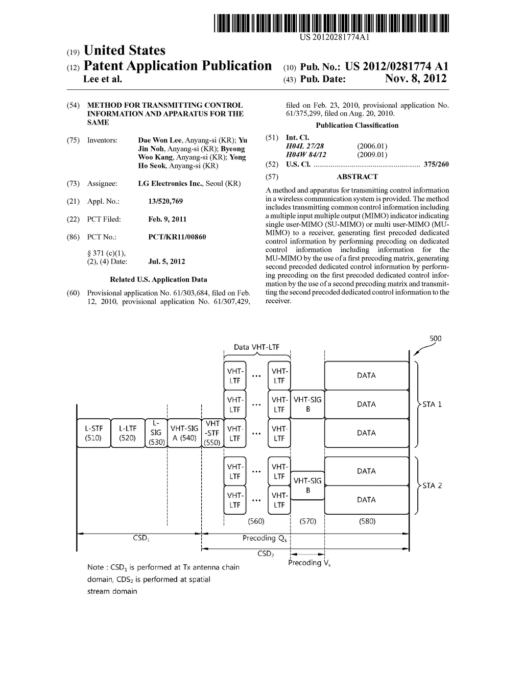 METHOD FOR TRANSMITTING CONTROL INFORMATION AND APPARATUS FOR THE SAME - diagram, schematic, and image 01