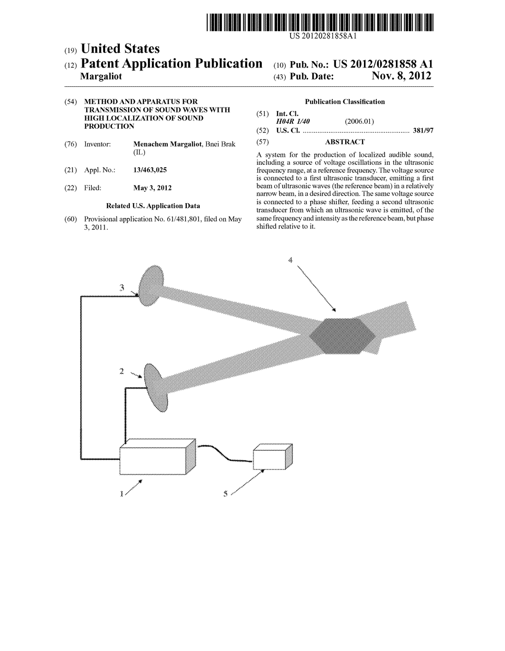 METHOD AND APPARATUS FOR TRANSMISSION OF SOUND WAVES WITH HIGH     LOCALIZATION of SOUND PRODUCTION - diagram, schematic, and image 01