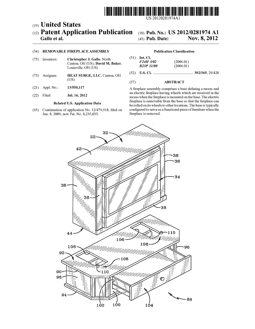 REMOVABLE FIREPLACE ASSEMBLY - diagram, schematic, and image 01