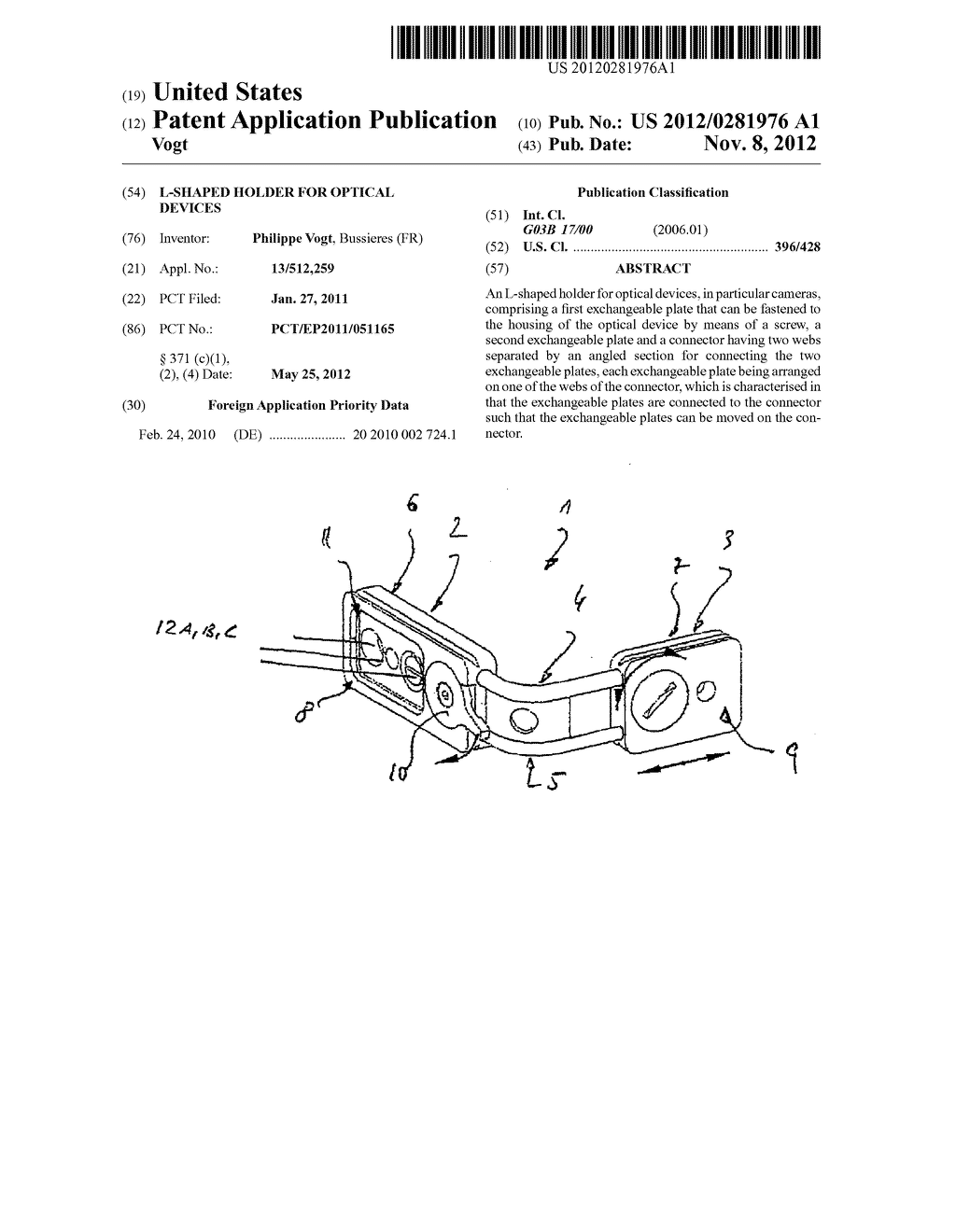 L-SHAPED HOLDER FOR OPTICAL DEVICES - diagram, schematic, and image 01