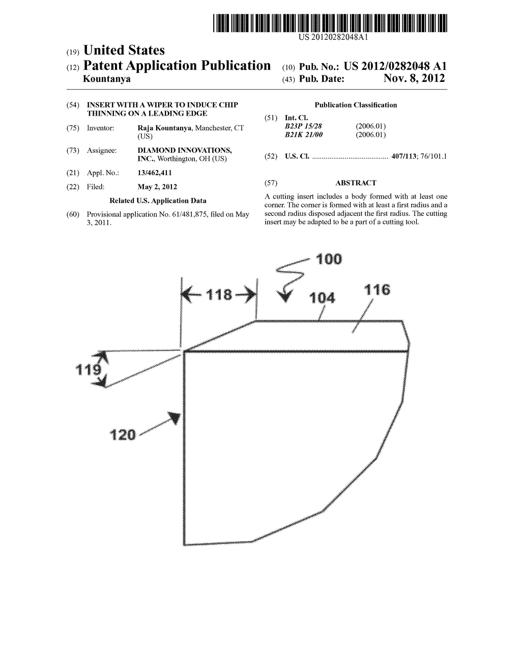 Insert With A Wiper To Induce Chip Thinning On A Leading Edge - diagram, schematic, and image 01