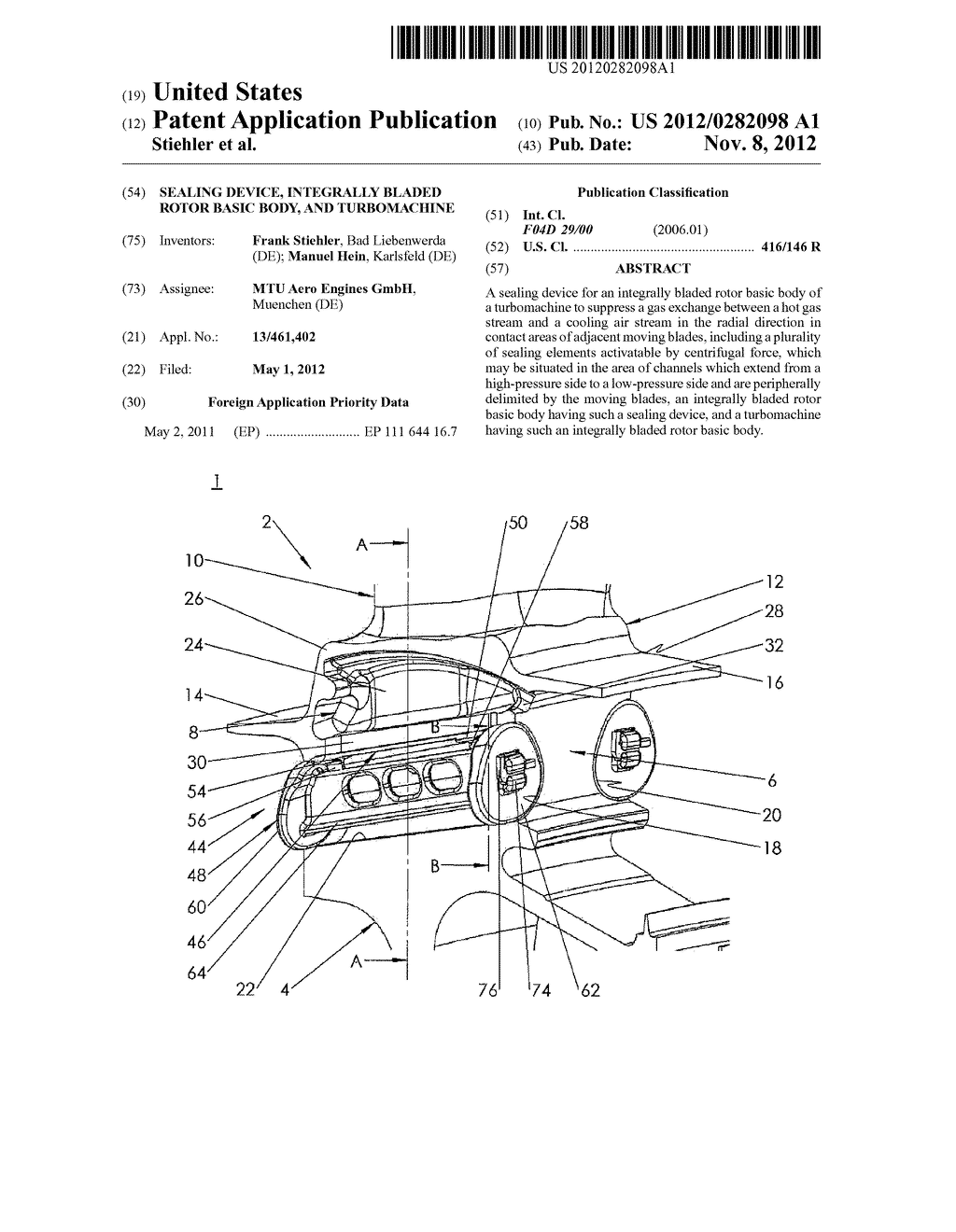 SEALING DEVICE, INTEGRALLY BLADED ROTOR BASIC BODY, AND TURBOMACHINE - diagram, schematic, and image 01