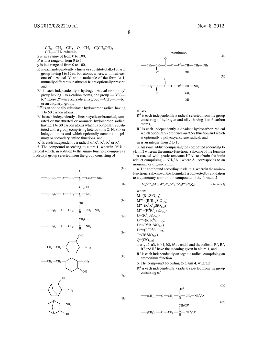 NOVEL ORGANOMODIFIED SILOXANES HAVING PRIMARY AMINO FUNCTIONS, NOVEL     ORGANOMODIFIED SILOXANES HAVING QUATERNARY AMMONIUM FUNCTIONS AND THE     METHOD FOR THE PRODUCTION THEREOF - diagram, schematic, and image 09