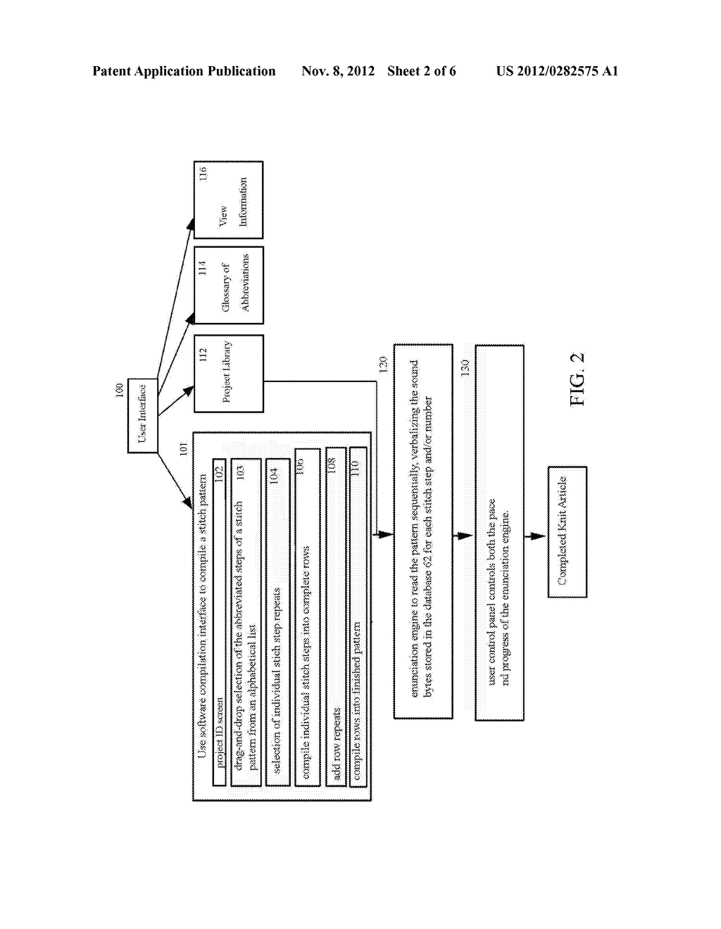 SYSTEM FOR COMPILING KNITTING/CROCHETING PATTERNS INTO STEPWISE     TIME-ADJUSTABLE  VOICE AND VISUAL INSTRUCTIONS - diagram, schematic, and image 03