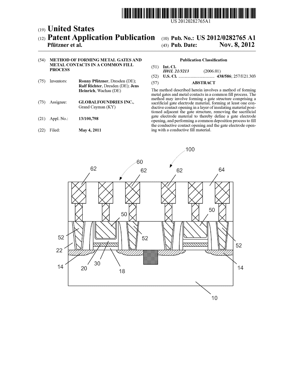 Method of Forming Metal Gates and Metal Contacts in a Common Fill Process - diagram, schematic, and image 01