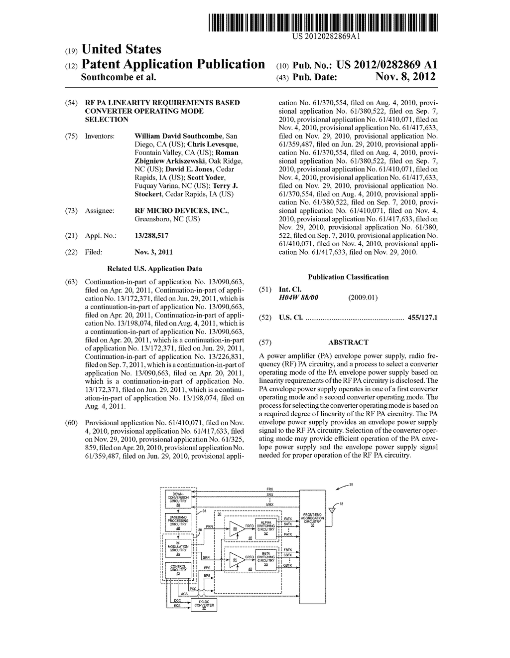 RF PA LINEARITY REQUIREMENTS BASED CONVERTER OPERATING MODE SELECTION - diagram, schematic, and image 01