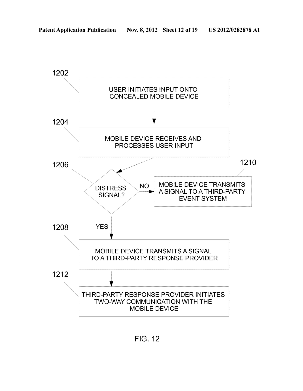 SYSTEMS AND METHODS FOR INITIATING A STAND-BY SIGNAL AND A DISTRESS SIGNAL     FROM A MOBILE DEVICE - diagram, schematic, and image 13