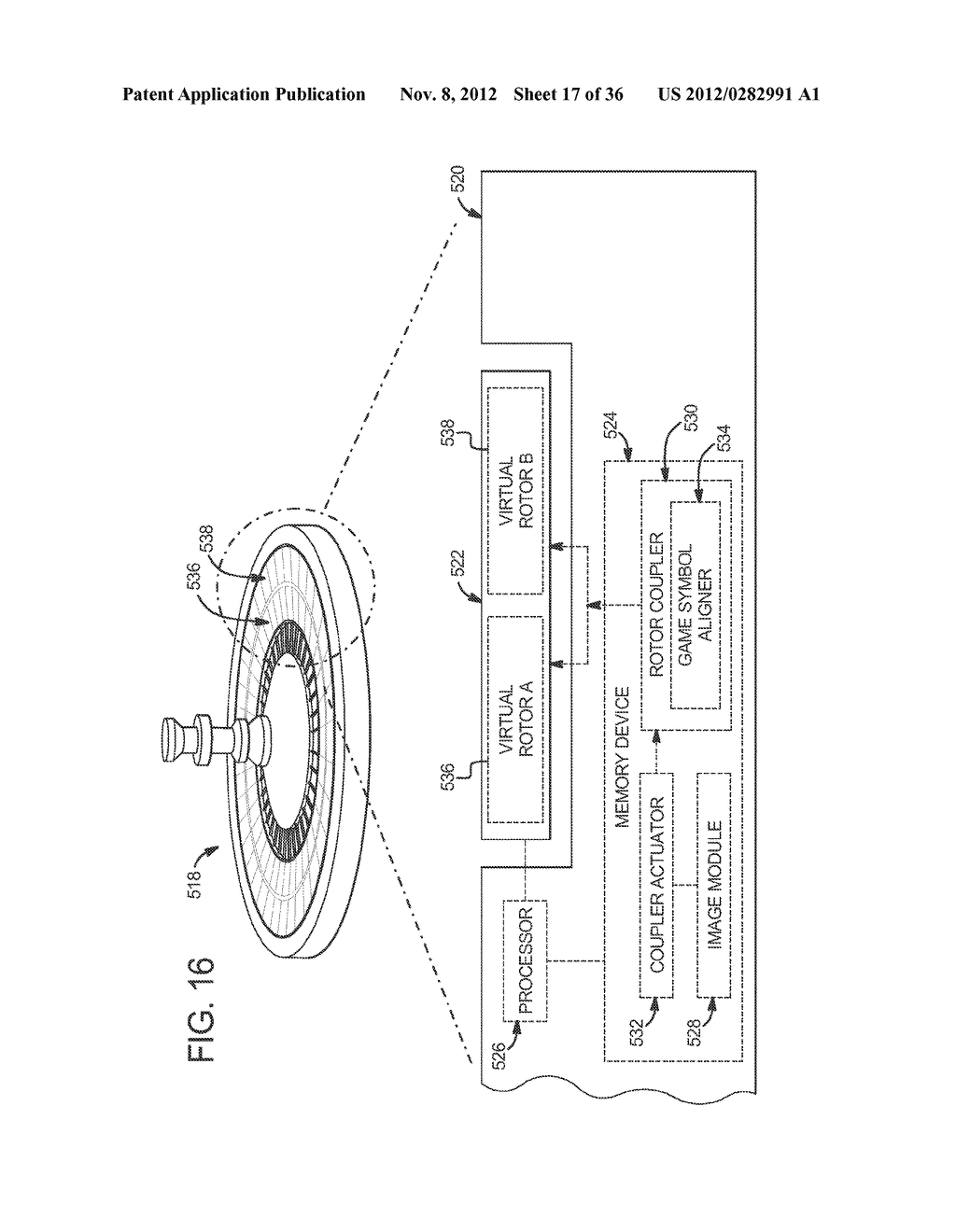 GAMING SYSTEM, DEVICE AND METHOD INVOLVING A PLURALITY OF ROTORS     INTERCHANGEABLY OPERABLE IN A DECOUPLED MODE AND A COUPLED MODE - diagram, schematic, and image 18