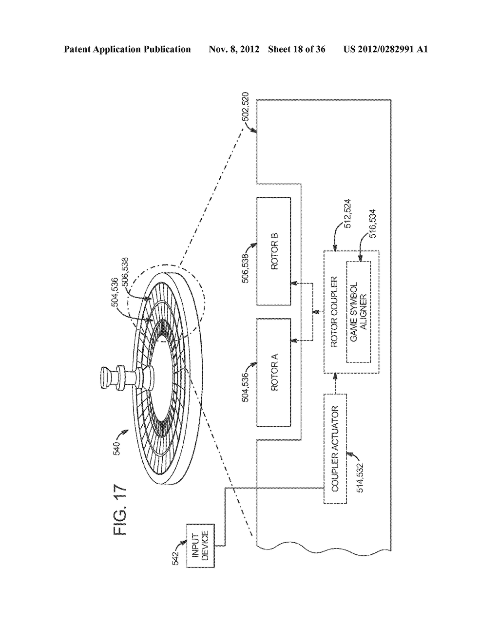 GAMING SYSTEM, DEVICE AND METHOD INVOLVING A PLURALITY OF ROTORS     INTERCHANGEABLY OPERABLE IN A DECOUPLED MODE AND A COUPLED MODE - diagram, schematic, and image 19