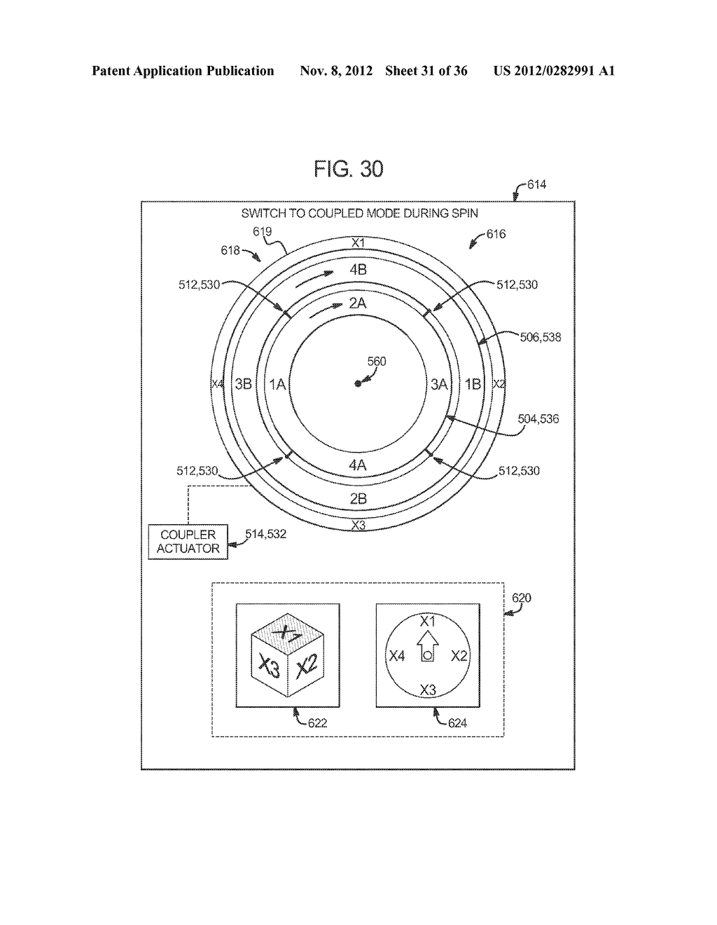 GAMING SYSTEM, DEVICE AND METHOD INVOLVING A PLURALITY OF ROTORS     INTERCHANGEABLY OPERABLE IN A DECOUPLED MODE AND A COUPLED MODE - diagram, schematic, and image 32