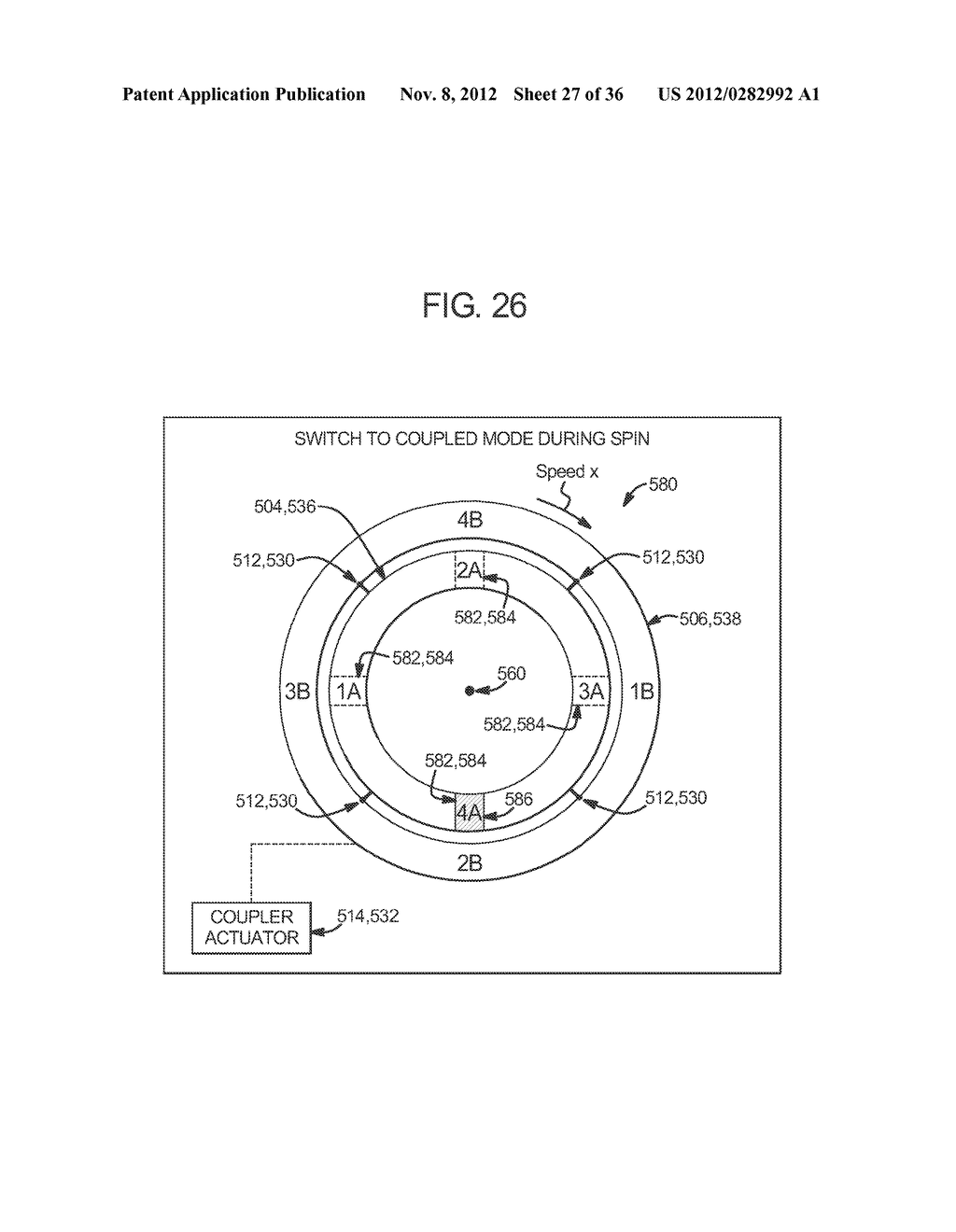 GAMING SYSTEM, DEVICE AND METHOD INVOLVING A PLURALITY OF ROTORS     INTERCHANGEABLY OPERABLE IN A DECOUPLED MODE AND A COUPLED MODE - diagram, schematic, and image 28