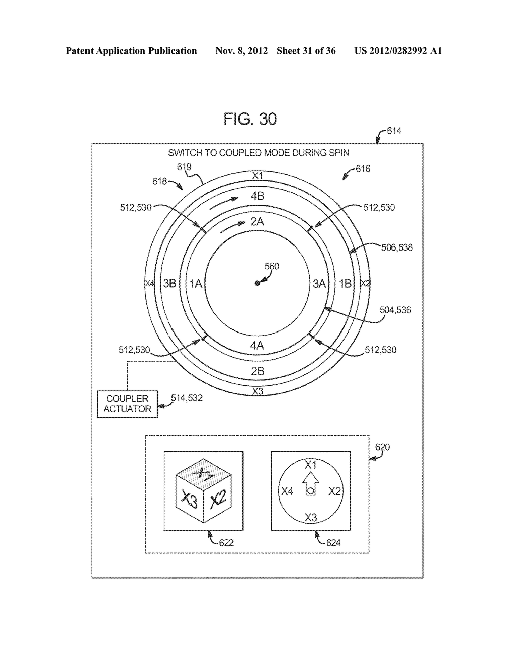 GAMING SYSTEM, DEVICE AND METHOD INVOLVING A PLURALITY OF ROTORS     INTERCHANGEABLY OPERABLE IN A DECOUPLED MODE AND A COUPLED MODE - diagram, schematic, and image 32