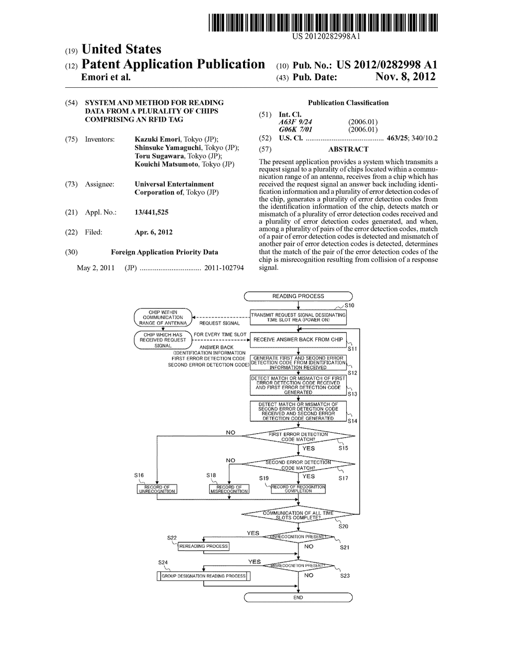 SYSTEM AND METHOD FOR READING DATA FROM A PLURALITY OF CHIPS COMPRISING AN     RFID TAG - diagram, schematic, and image 01