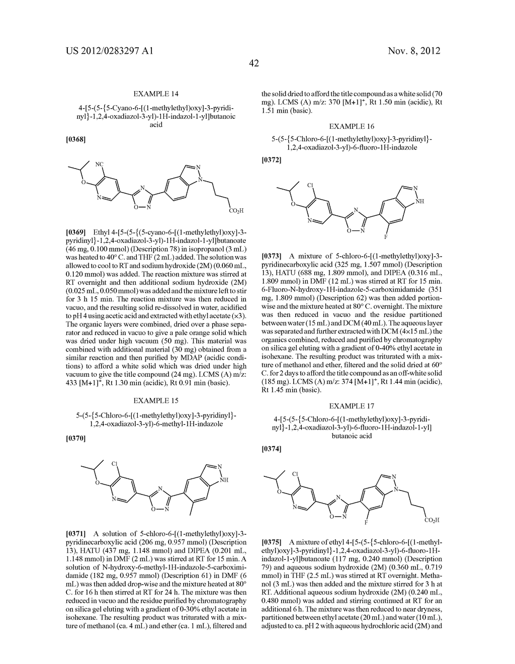 OXADIAZOLE SUBSTITUTED INDAZOLE DERIVATIVES FOR USE AS SPHINGOSINE     1-PHOSPHATE 1 (S1P1) RECEPTOR AGONISTS - diagram, schematic, and image 43