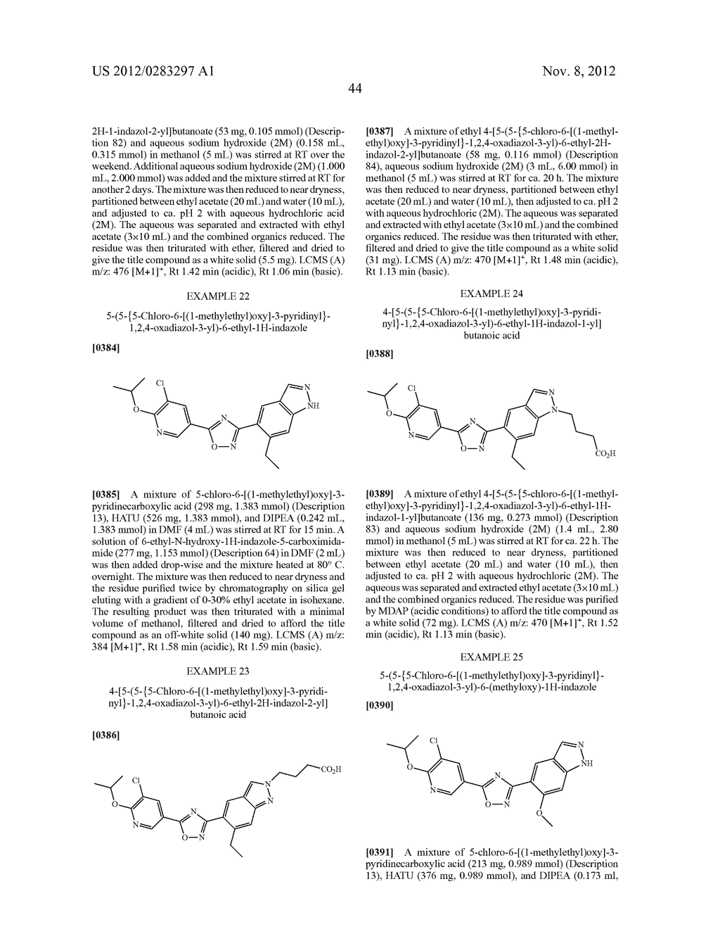 OXADIAZOLE SUBSTITUTED INDAZOLE DERIVATIVES FOR USE AS SPHINGOSINE     1-PHOSPHATE 1 (S1P1) RECEPTOR AGONISTS - diagram, schematic, and image 45