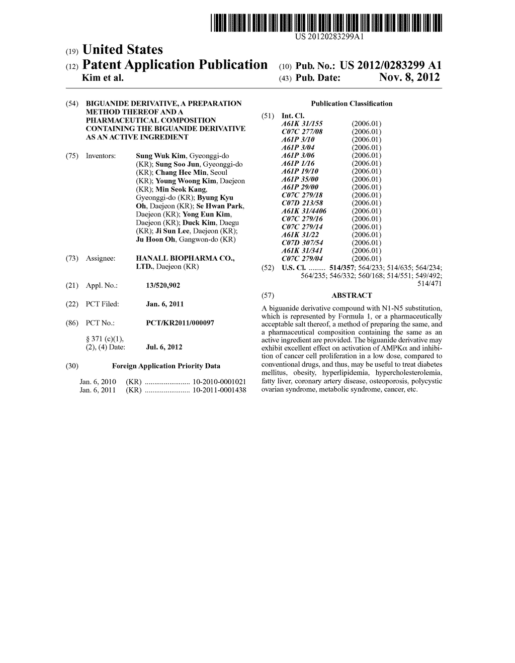 Biguanide Derivative, A Preparation Method Thereof And A Pharmaceutical     Composition Containing The Biguanide Derivative As An Active Ingredient - diagram, schematic, and image 01