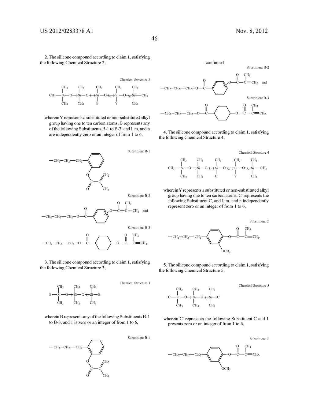 A SILICONE COMPOUND, PHOTOCURABLE LIQUID INK USING THE SILICONE COMPOUND,     AND METHOD OF MANUFACTURING THE INK - diagram, schematic, and image 85