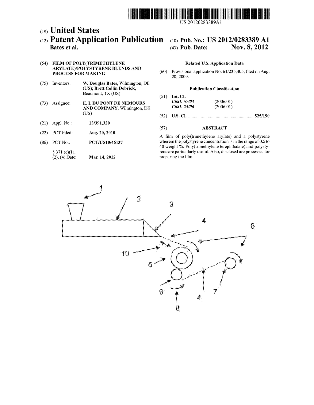 FILM OF POLY(TRIMETHYLENE ARYLATE)/POLYSTYRENE BLENDS AND PROCESS FOR     MAKING - diagram, schematic, and image 01