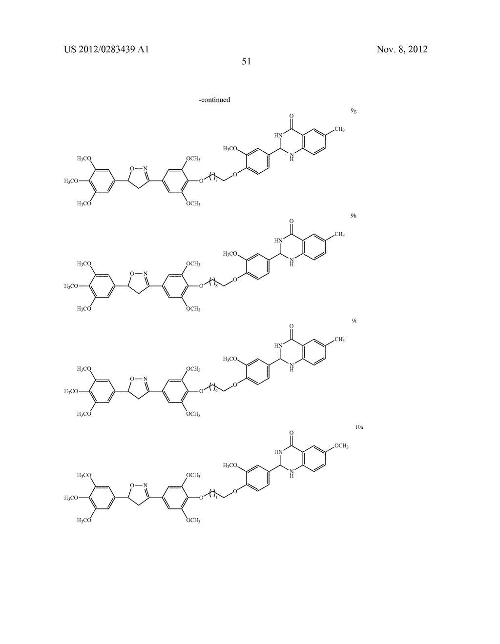 ISOXAZOLE/ISOXAZOLINE/COMBRETASTATIN LINKED DIHYDROQUINAZOLINONE HYBRIDS     AS POTENTIAL ANTICANCER AGENTS AND PROCESS FOR THE PREPARATION THEREOF - diagram, schematic, and image 53